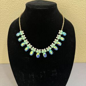 J.Crew Necklace Blue Glass Teardrop Bib Statement Gold Tone 21 In Womens Jewelry